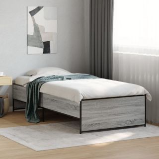 voodiraam, hall Sonoma tamm, 75 x 190 cm, tehispuit ja metall