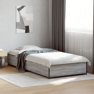 voodiraam, hall Sonoma tamm, 90 x 190 cm, tehispuit ja metall