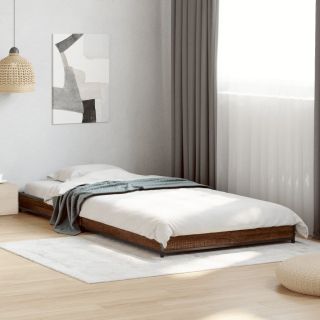 каркас кровати, коричневый дуб, 100 x 200 см, искусственное дерево и металл