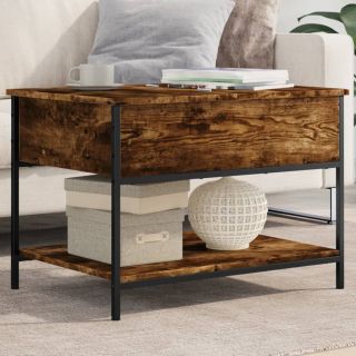 журнальный столик, копченый дуб, 70 x 50 x 50 см, искусственное дерево и металл