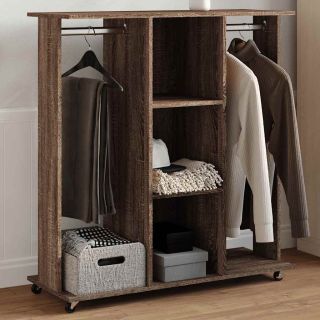 шкаф на колесах, коричневый дуб, 102 x 38 x 110 см, искусственное дерево