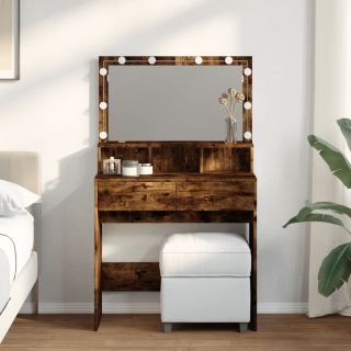 tualettlaud LEDiga, suitsutatud tamm, 80x41x134,5 cm