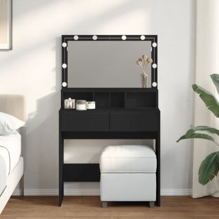 tualettlaud LEDiga, must, 80x41x134,5 cm