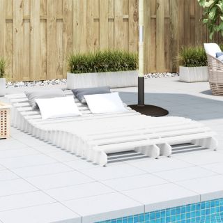 lamamistoolid 2 tk, valge, 205x60x31,5 cm männipuit