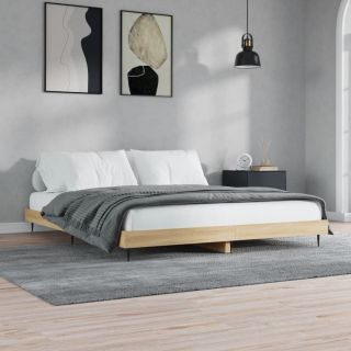 voodiraam ilma madratsita, Sonoma tamm, 200x200 cm, tehispuit