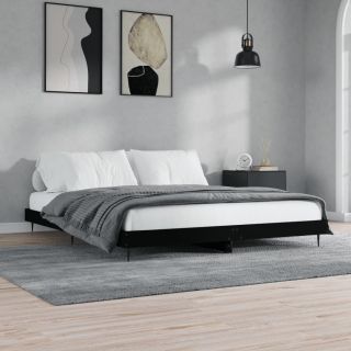 voodiraam, must, 140 x 200 cm, tehispuit