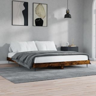 peatsiga voodiraam, ilma madratsita, suitsutatud tamm 120x200cm