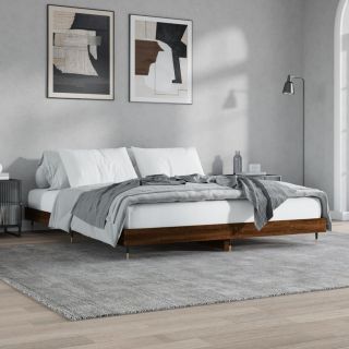 каркас кровати с изголовьем, без матраса, коричневый дуб 120x200см