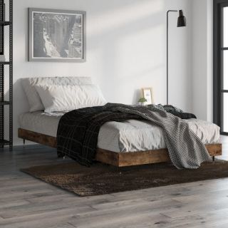 каркас кровати с изголовьем, без матраса, копченый дуб 100x200см