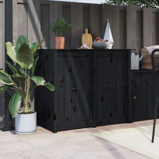 väliköögi kapiuksed 2 tk, must, 50x9x82 cm, männipuit