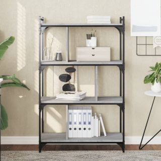Книжная полка 4 уровня, Sonoma серый, 76x32x123 см, искусственное дерево