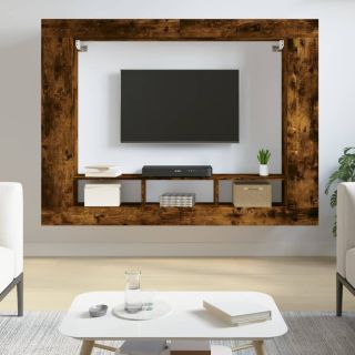 Тумба под ТВ, копченый дуб, 152 x 22 x 113 см, искусственное дерево