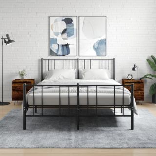 Тумбочки прикроватные 2 шт, дымчатый дуб, 40 x 35 x 50 см, искусственное дерево