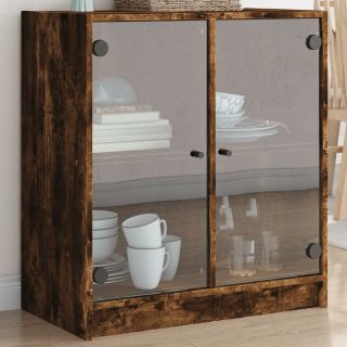 klaasustega külgkapp, suitsutatud tamm, 68 x 37 x 75,5 cm