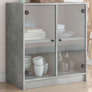 klaasustega külgkapp, betoonhall, 68 x 37 x 75,5 cm