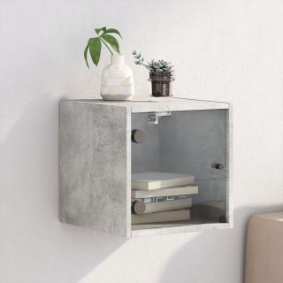 klaasuksega öökapp, betoonhall, 35 x 37 x 35 cm