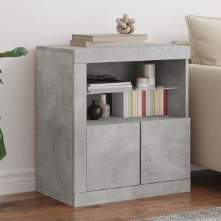 puhvetkapp LED-tuledega, betoonhall, 60,5 x 37 x 67 cm
