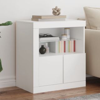 puhvetkapp LED-tuledega, valge, 60,5 x 37 x 67 cm