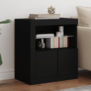 puhvetkapp LED-tulega, must, 60,5 x 37 x 67 cm
