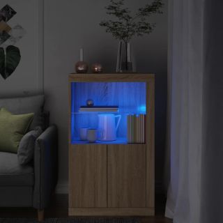 külgkapp LED-valgustusega, Sonoma tamm, tehispuit