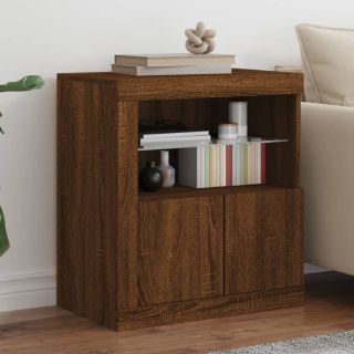 puhvetkapp LED-tuledega, pruun tamm, 60,5 x 37 x 67 cm