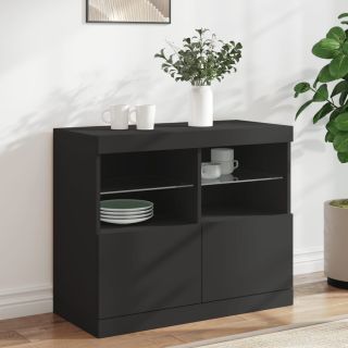 puhvetkapp LED-tuledega, must, 81 x 37 x 67 cm