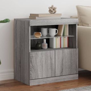puhvetkapp LED-tuledega, hall Sonoma tamm, 60 x 37 x 67 cm