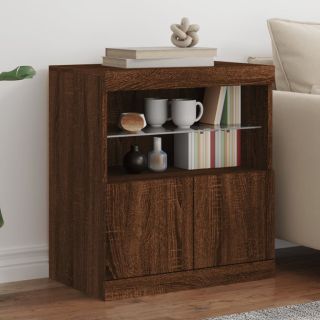 Буфет со светодиодной подсветкой, светлый дуб, 60 x 37 x 67 см