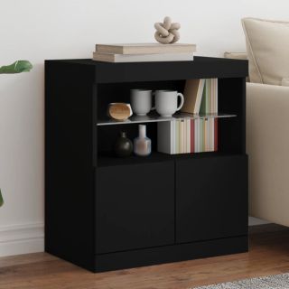 puhvetkapp LED-tuledega, must, 60 x 37 x 67 cm