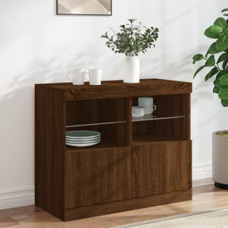 puhvetkapp LED-tuledega, pruun tamm, 81 x 37 x 67 cm