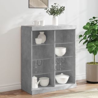 puhvetkapp LED-tuledega, betoonhall, 81 x 37 x 100 cm