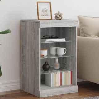 puhvetkapp LED-tuledega, hall Sonoma tamm, 41 x 37 x 67 cm