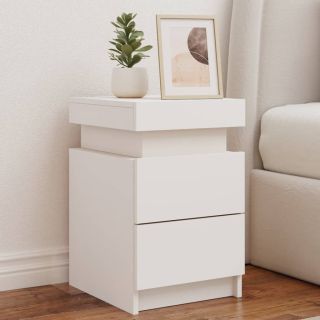 тумбочка прикроватная со светодиодной подсветкой, белая, 35 x 39 x 55 см