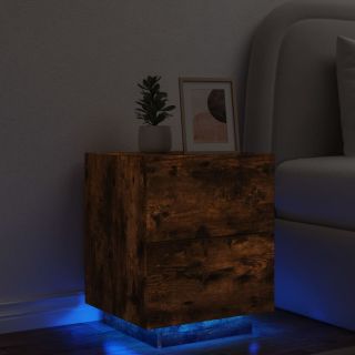 прикроватные тумбочки со светодиодной подсветкой, копченый дуб, искусственное дерево