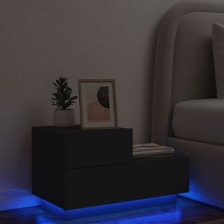 Прикроватная тумбочка с LED-подсветкой, черная, 70 x 36 x 40,5 см