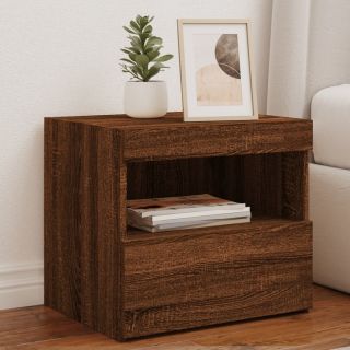 прикроватные тумбочки со светодиодной подсветкой 2 шт., коричневый дуб, 50 x 40 x 45 см