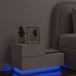 тумбочка прикроватная со светодиодной подсветкой, белая, 70 x 36 x 40,5 см