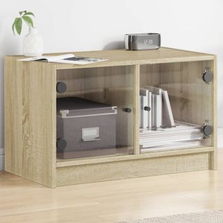 Тумба под ТВ со стеклянными дверцами, дуб Сонома, 68 x 37 x 42 см