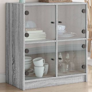 klaasustega külgkapp, hall Sonoma tamm, 68 x 37 x 75,5 cm