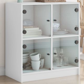 Боковой шкафчик со стеклянными дверцами, белый, 68 x 37 x 75,5 см