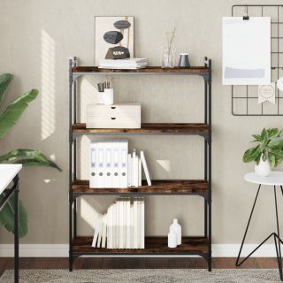 Книжная полка 4 уровня, копченый дуб, 80x30x120 см, искусственное дерево