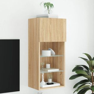 LED-tuledega telerikapp, Sonoma tamm, 40,5 x 30 x 90 cm