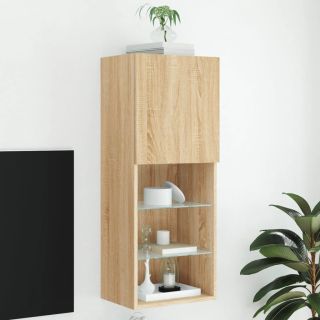 LED-tuledega telerikapp, Sonoma tamm, 40,5 x 30 x 102 cm