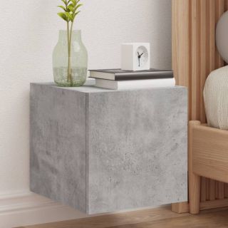 Настенный шкаф для телевизора со светодиодной подсветкой, бетонно-серый, 30,5 x 35 x 30 см