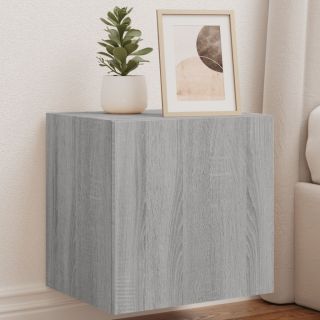 Настенные тумбы под ТВ со светодиодной подсветкой 2 шт., Sonoma серый, 40,5x35x40 см