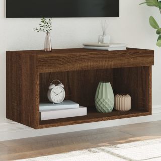 Тумба под телевизор со светодиодной подсветкой, коричневый дуб, 60 x 30 x 30 см