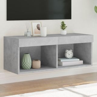 LED-tuledega telerikapp, betoonhall, 80 x 30 x 30 cm