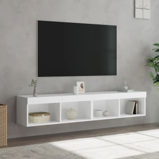 Тумбы под ТВ со светодиодной подсветкой, 2 шт., белые, 80 x 30 x 30 см