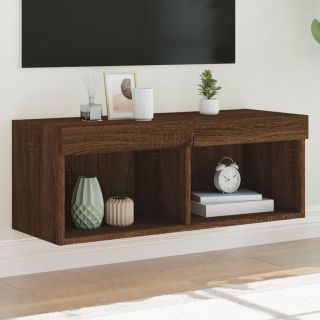 LED-tuledega telerikapp, pruun tamm, 80 x 30 x 30 cm