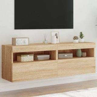 Настенные шкафы для ТВ с LED подсветкой, 2 шт, дуб Сонома, 60x30x40 см